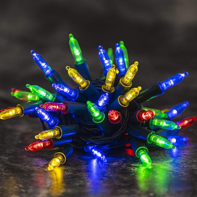 FUNPENY Multi-Colored Christmas Lights, 2 Pack Total 32FT 100LED Battery Operated Mini String Light with 8 Modes, Waterproof Tree Lights for Outdoor Indoor Patio Garden Party Christmas Decorations