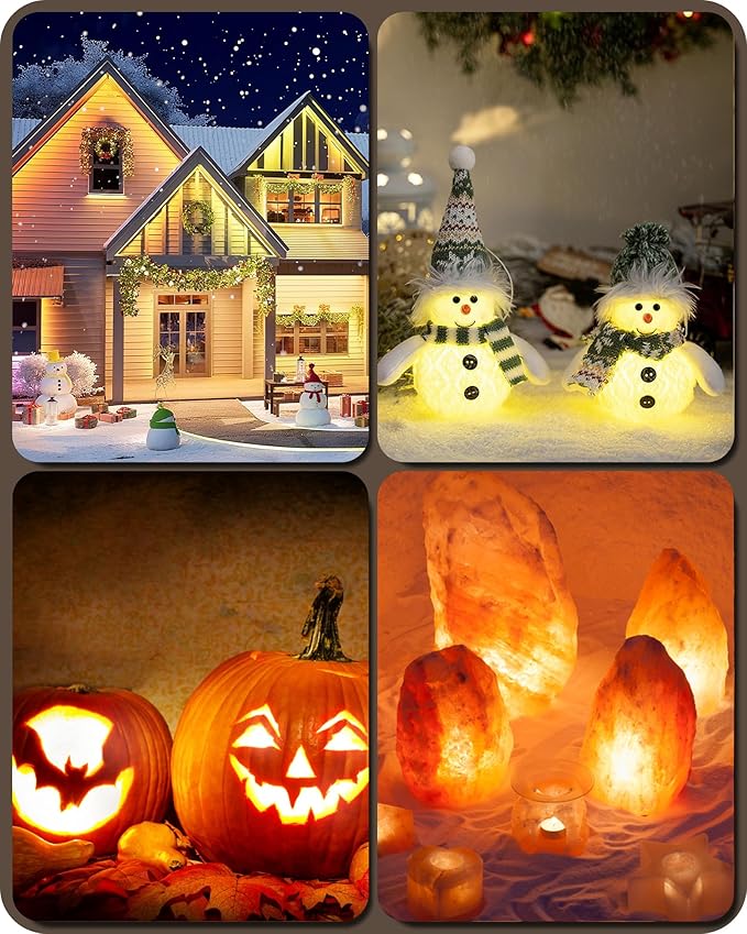Christmas Village Lights, Decoration String Lights 12Ft with 6 C7 LED Bulbs, Warm White, with Socket and Switch, for Christmas Snow House,Pumpkin Crafts,Holiday Decoration W04VL05