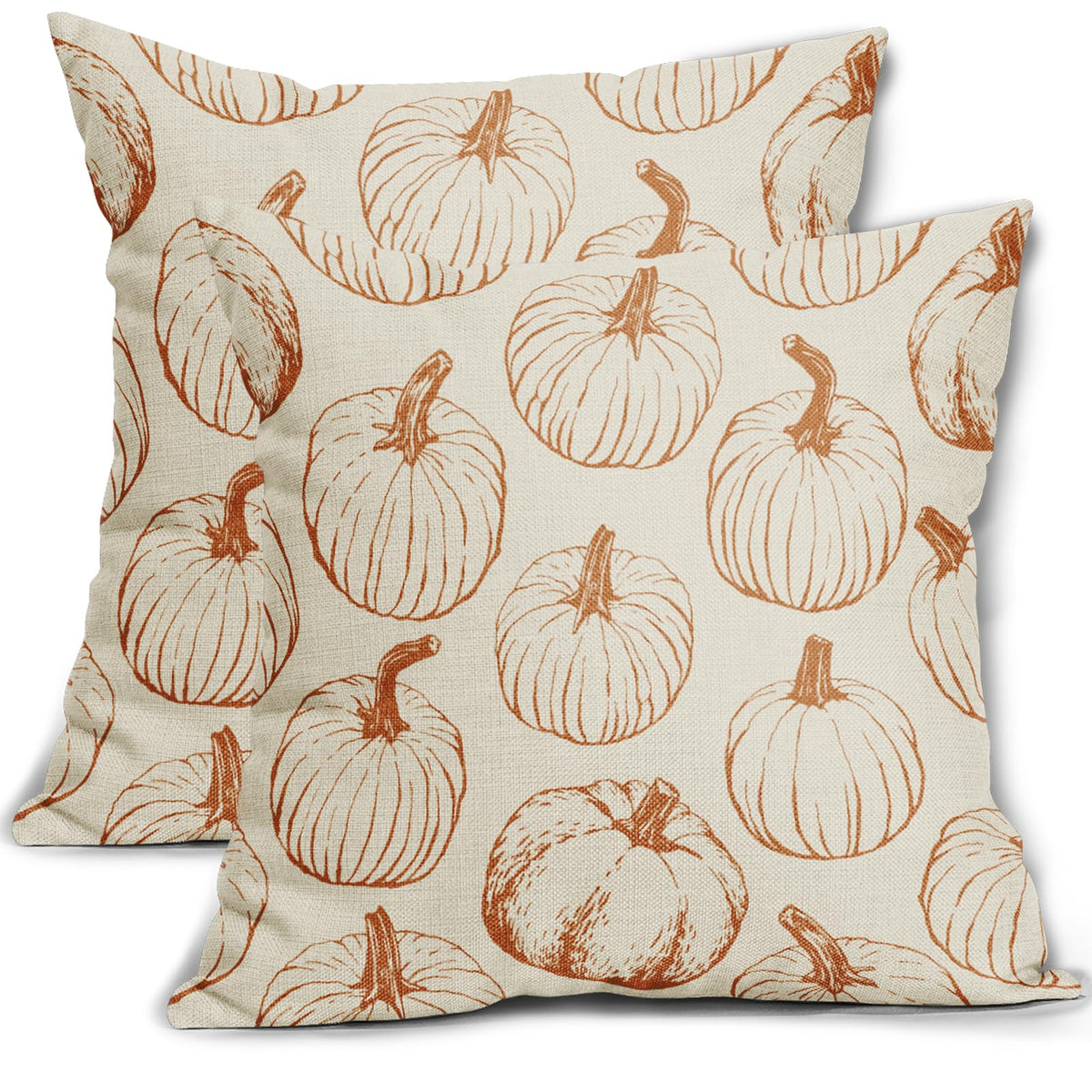 Aytipun Fall Pillow Covers 22x22 Set of 2 Burnt Orange Pumpkin Autumn Colored Thanksgiving Harvest Decorative Outdoor Pillowcases Farmhouse Throw Cushion Case Decor for Home Couch Sofa Bed