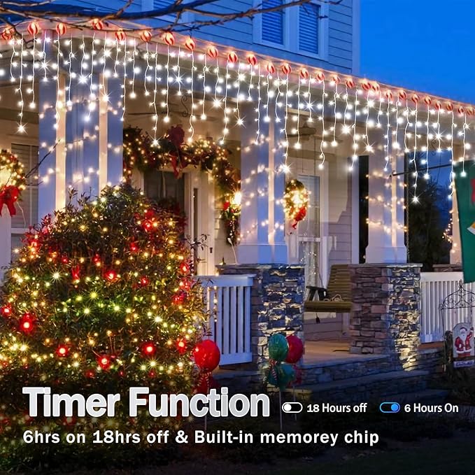 164FT Christmas Lights Outdoor Decorations 1512LED Fairy String Light 12 Lighting Modes with Timer Memory Waterproof Christmas Light for Yard Roof Party Holiday Wedding Garden Decor