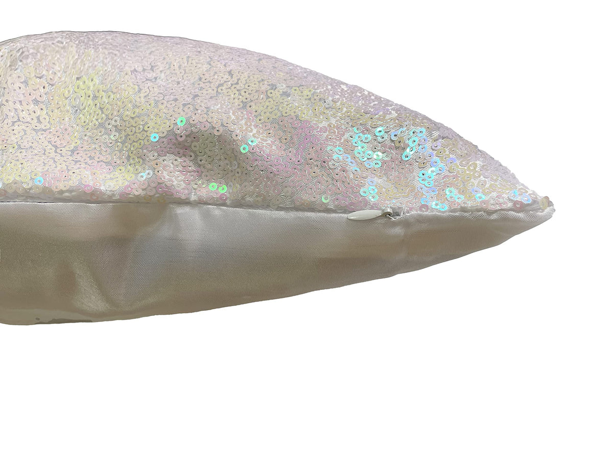 iMaylex Sequin Decorative Square Sparkling Comfy Throw Pillow Covers for Easter Lumbar Fall Party, Wedding, Christmas, New Year, Thansgiving, Halloween Decoration, Set of 2, 16'' x 16'', Iridescent