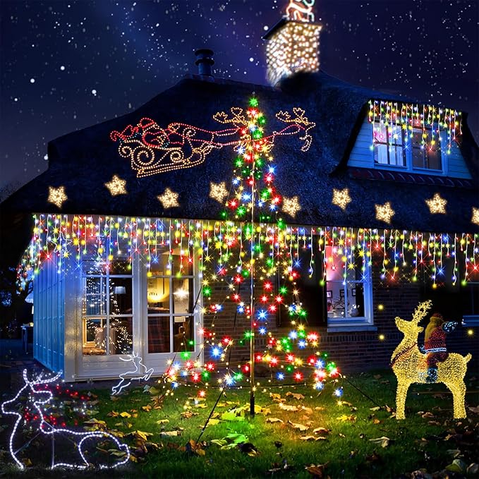 164FT Christmas Lights Outdoor Decorations 1512LED Fairy String Light 12 Lighting Modes with Timer Memory Waterproof Christmas Light for Yard Roof Party Holiday Wedding Garden Decor