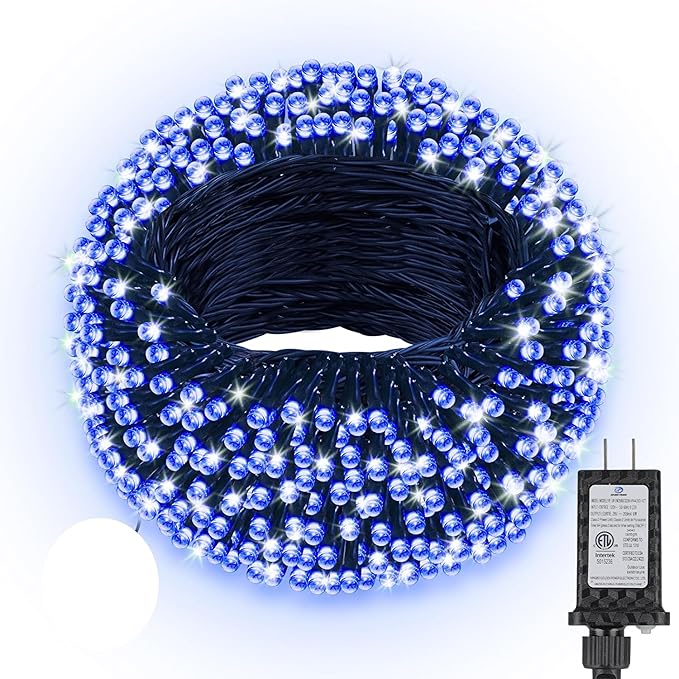 264FT 800 LED Christmas Lights with Timer, Twinkle Fairy Lights String with 8 Flashing Modes String Lights for Indoor Bedroom Outdoor Christmas Trees Garland Wreath Holiday Decorations, Blue