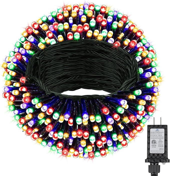 264ft 800 LED Christmas Tree String Lights Outdoor Fairy Lights Plug in, Expandable Green Wire Clear Bulbs Mini Lights 8 Modes, Xmas Wedding Party Decoration (Multicolor)