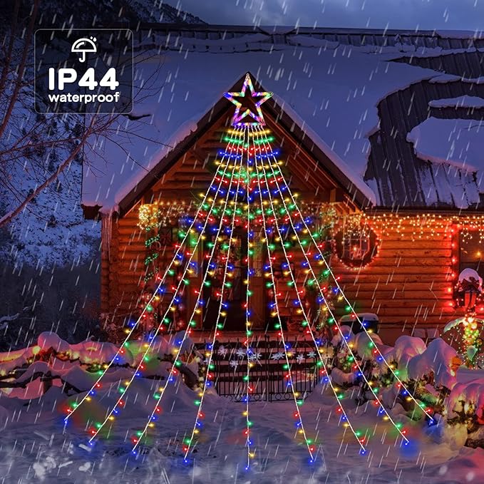 Christmas String Lights Outdoor Decoration 317 LED Star Fairy String Lights 8 Modes & Waterproof for Party Wedding Patio Yard New Year Holiday Indoor Outdoor - Multicolor