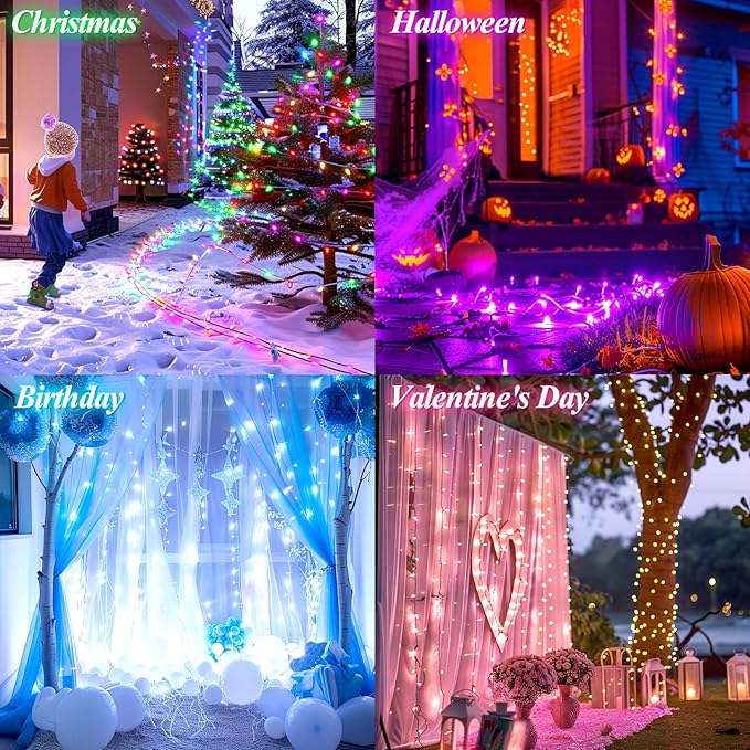 LitHome 99Ft 300 LED Color Changing Christmas String Lights, 35 Colors 9 Modes RGB Christmas Lights with Remote Timer, Dimmable Led String Light Outdoor Plug in, Xmas Tree Light for Indoor Party Decor