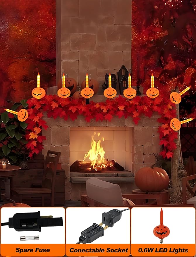 Halloween Pumpkin Bubble Lights String, 9.5Ft Orange Vintage LED Flashing Lights for Indoor Decor, Fairy Lights for Outdoor Bedroom Porch House Fall Party Decorations