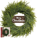 24 Inch Real Touch Christmas Wreath for Front Door, Norfolk Pine Wreath with Welcome Sign, Large Artificial Green Wreath Home Indoor, Porch, Fireplace, Wall, Windows, Outdoor Decor