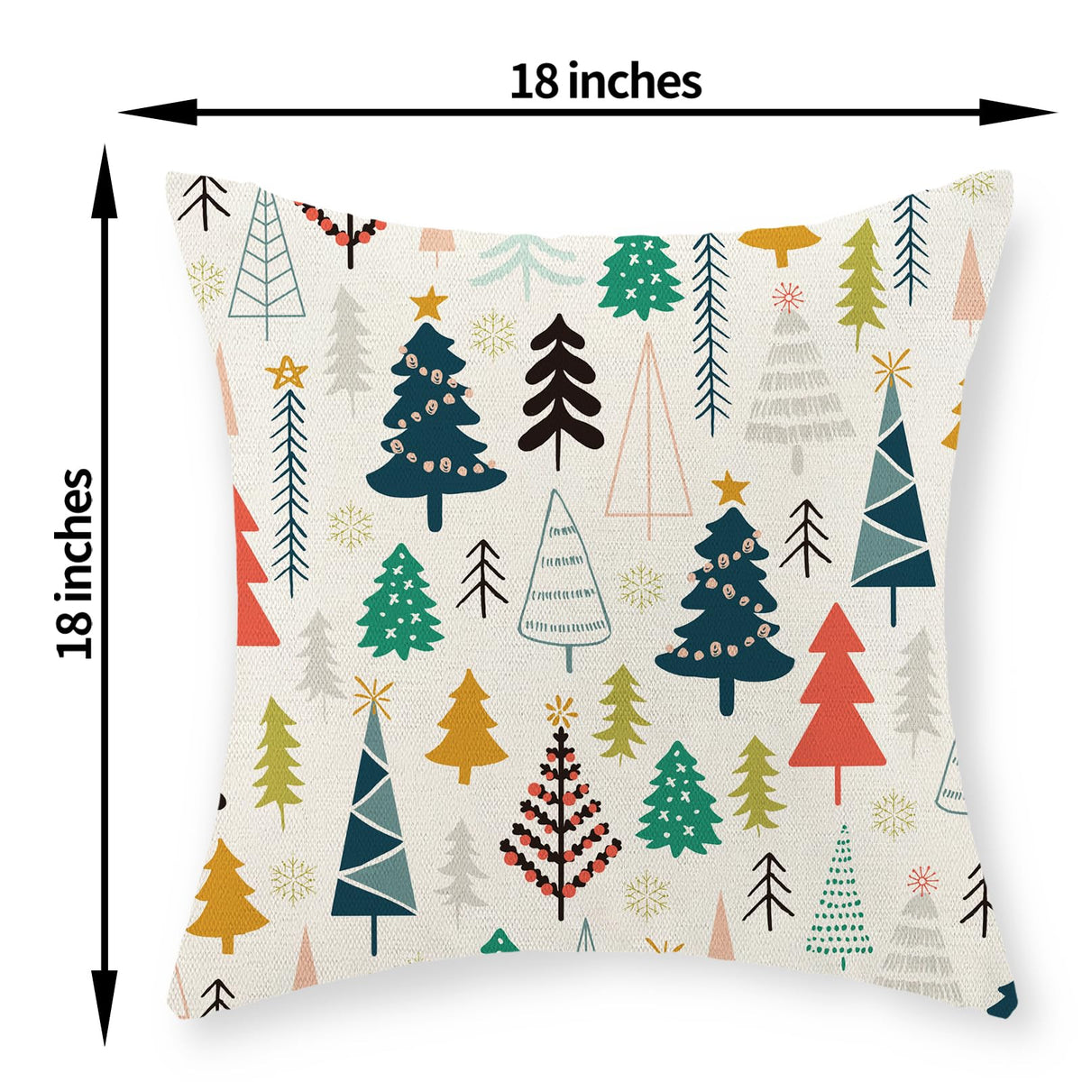 JEFERSO Christmas Pillow Covers 18x18 Set of 2 Colorful Geometric Christmas Tree Throw Pillows Winter Snowflake Pillowcase Outdoor Holiday Decor Cushion Covers Christmas Decorations for Home Couch