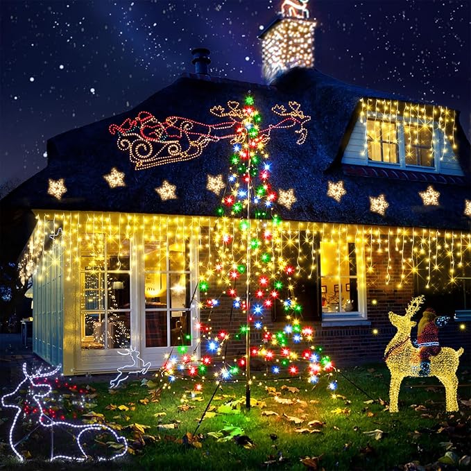 98FT Christmas Lights Outdoor Decorations 900LED Fairy String Light 12 Lighting Modes with Timer Memory Waterproof Christmas Light for Yard Roof Party Holiday Wedding Garden Decor