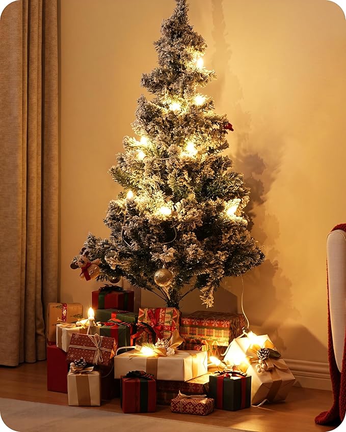 Christmas Village Lights, Decoration String Lights 12Ft with 6 C7 LED Bulbs, Warm White, with Socket and Switch, for Christmas Snow House,Pumpkin Crafts,Holiday Decoration W04VL05