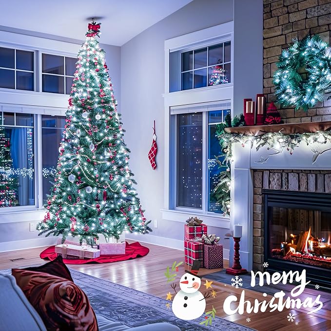 JMEXSUSS 400 LED White Christmas Lights Outdoor Decorations, 132ft Christmas Tree Lights with Remote, Indoor String Light Plug in for House Xmas Bush Decor