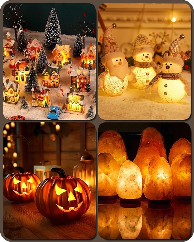 Christmas Village Lights, Decoration String Lights 10.5Ft with 5 C7 LED Bulbs, Warm White, with Socket and Switch, for Christmas Snow House,Pumpkin Crafts,Holiday Decoration W07VL05