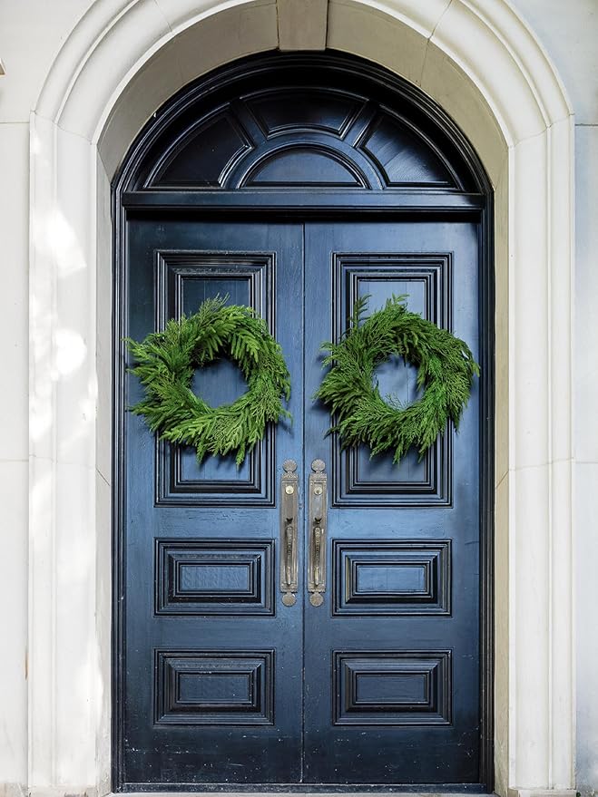 26" Cedar Norfolk Pine Wreath Realistic Christmas Door Wreath for Windows Porches Walls Indoor Outdoor Christmas Decorations Home Decor