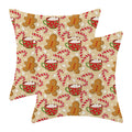 QANOK Christmas Pillow Covers 18x18 Set of 2, Gingerbread Man Candy Cane Holiday Decor Throw Pillows Winter Decorative Cushion Case Christmas Decorations for Home Couch Sofa Outdoor
