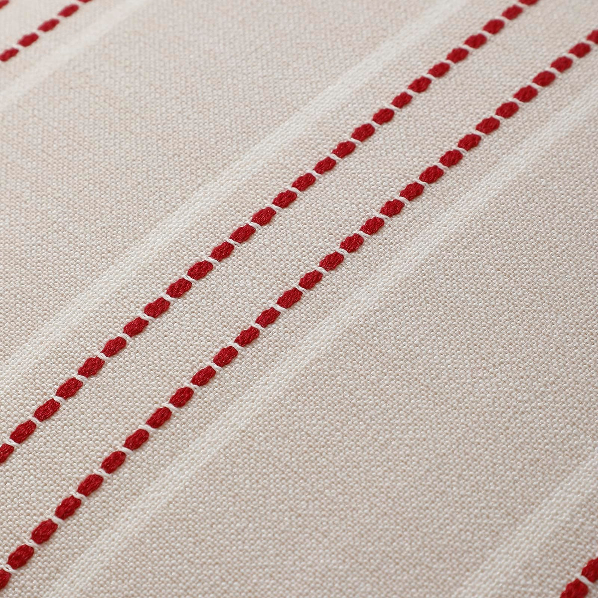 Hckot Christmas Pillow Covers 18x18 Set of 2 Red Striped Throw Pillow Covers Linen Decorative Pillows Square Cushion Covers for Sofa Couch Bed Living Room Xmas Winter Decorations(Red)