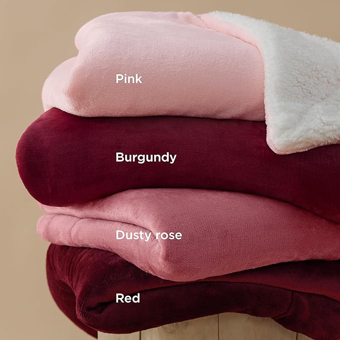 Bedsure GentleSoft Sherpa Fleece Throw Blanket Twin Size for Couch - Thick and Warm Throw for Women, Soft Fuzzy Plush Twin Christmas Blanket for Winter, Red, 60x80 Inches