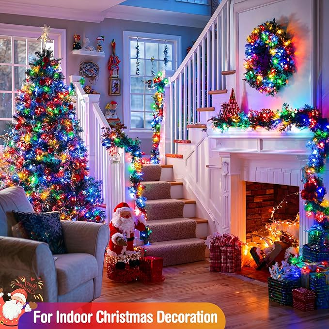 JMEXSUSS 400 LED Christmas Lights Outdoor Decorations, 132ft Multicolor Christmas Tree Lights with Remote, Indoor String Lights Plug in for House Christmas Bush Decor