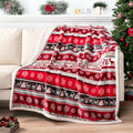 PAVILIA Christmas Sherpa Throw Blanket, Red & White Snowflake, Reindeer, Reversible Fleece & Sherpa Cozy Winter Blanket for Couch & Bed, 50x60, Christmas & Holiday Decor