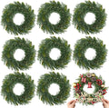 Zeyune Christmas DIY Green Wreath 14 Inch Artificial Christmas Wreaths Faux Plain Wreaths for Decorating Front Door Window Room Farmhouse Xmas Party Indoor Outdoor(Willow Pine,8 Pcs)
