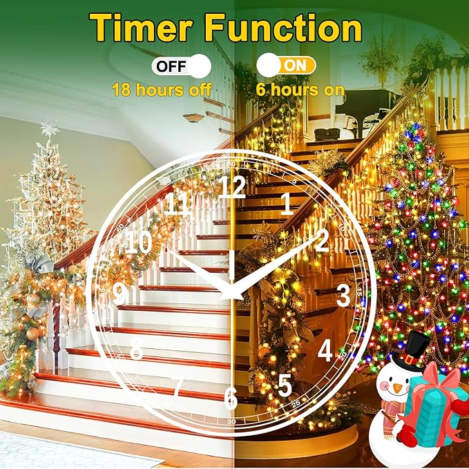 SAUIRS 2Pack 320 LED Christmas Lights Outdoor Decorations with 120 Drops Timer 8Mode 66FT Curtaing Lights Waterproof Plug in Fairy Lights for Indoor,Xmas,Party,Patio,Window,Trees Decor(Warm White)