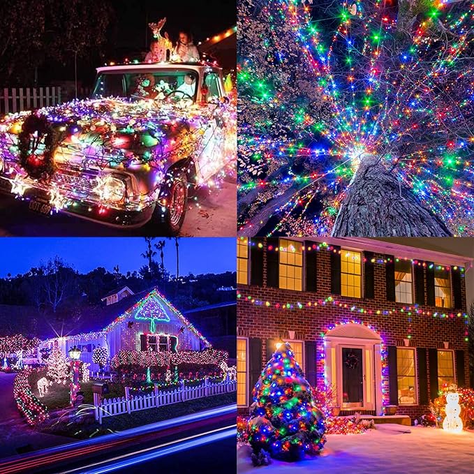 338Ft Christmas Lights Outdoor, 1000 LED Christmas String Lights with 8 Modes, Timer, Waterproof Fairy Twinkle Lights for Party, Garden, Wedding, Holiday, Weddings, Xmas Tree Decorations (Multicolor)
