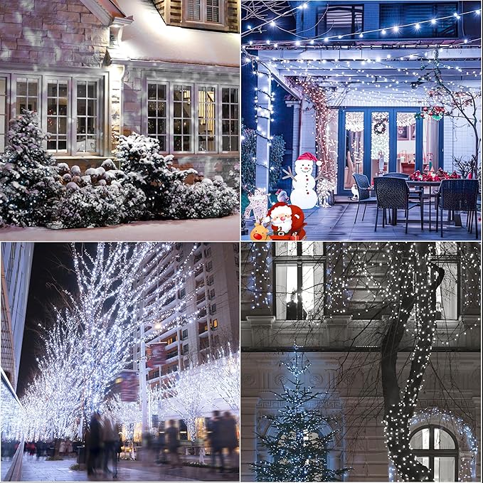 LAMPHOME 66ft Christmas Decorative Mini Lights,200 LED Transparent Wire Fairy Starry String Lights Plug in, 11 Lighting Modes, for Indoor Outdoor Xmas Tree Wedding Party Decoration (White)