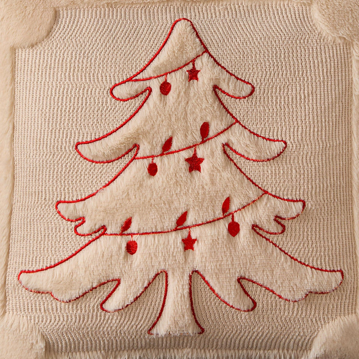 DFXSZ Christmas Pillow Covers 18x18 Red Star Light Beige Christmas Tree Decoration Soft Plush Faux Fur Jacquard Throw Pillows for Bedroom Sofa Holiday Festivals Winter Home Decor PTK067C18