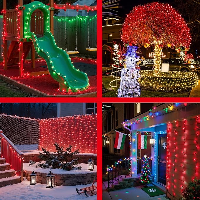 1500LED Christmas Lights Outdoor Use, 470ft 12 Modes Red LED String Lights with Timer Dimmable, Waterproof Christmas Tree Lights for Xmas Patio Yard Fence Balcony Garden Party Decor Red
