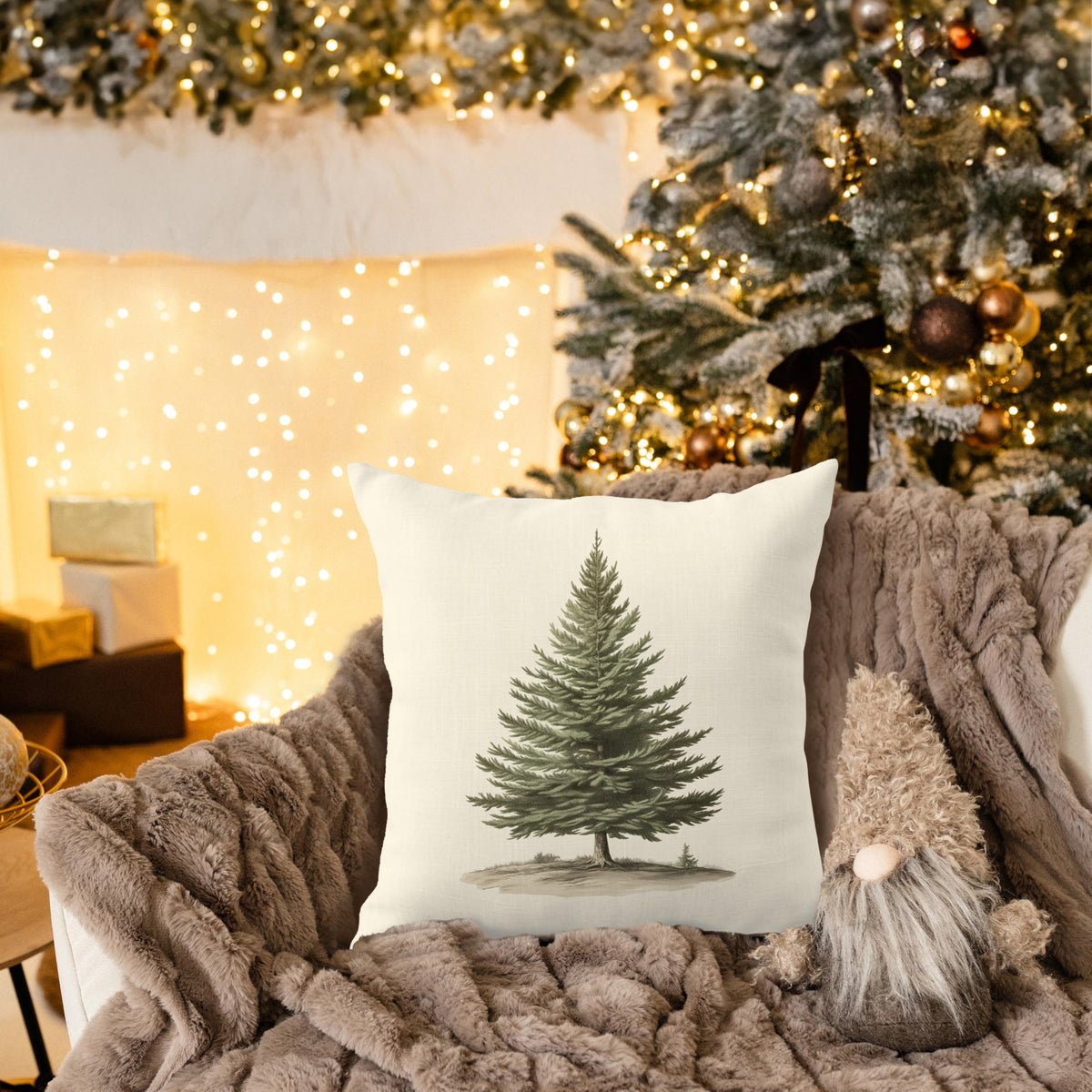 JMICPTUB Vintage Christmas Tree Pillow Covers 18x18, Farmhouse Christmas Decor, Rustic Winter Holiday Xmas Tree Decorative Throw Pillow Covers for Couch Sofa Bedroom Living Room Home