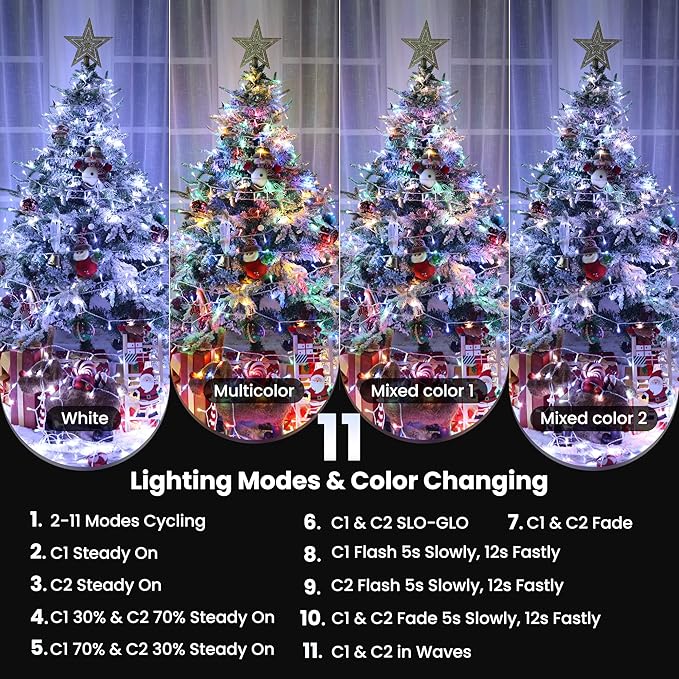 Color Changing Christmas Lights, 175ft 500 LED Warm White & Multicolor Christmas String Light with Remote, 11 Modes Fairy Twinkle Lights for Party Home Garden Holiday Weddings Xmas Tree Decorations