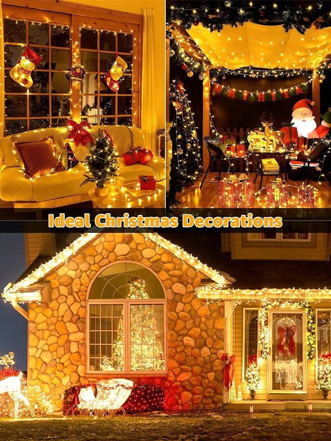 Christmas String Lights 1200LED 196FT, 8 Modes Dimmable Fairy Lights with Remote and Timer, Waterproof Christmas Lights for Festive Decoration Indoor Wedding Party Holiday (Warm White)
