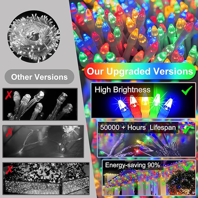 792 LED Christmas Lights with 176 Drops,82ft 8 Modes Fairy Hanging String Lights with Timer Waterproof, Plug-in Christmas String Lights for Holiday Wedding Party Christmas Decorations (Multicolor)