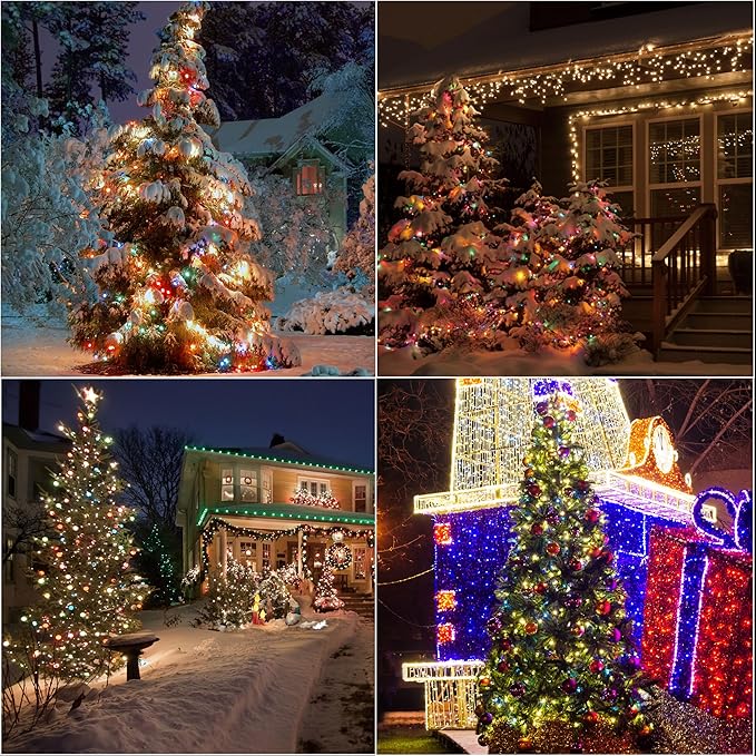 LAMPHOME 66ft Christmas Decorative Mini Lights, 200 LED Transparent Wire Fairy Starry String Lights Plug in, 12 Lighting Modes for Outdoor Xmas Tree Wedding Party Decoration (Warm and Multicolor)