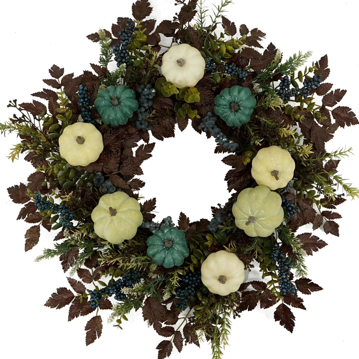 AMF0RESJ Fall Wreaths for Front Door 24" Thanksgiving Autumn Wreath with Pumpkins,Cimicifuga Plant Leaves,Berry for Front Door Indoor Outdoor Farmhouse Home Porch Window Festival Wedding Decoration