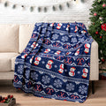 PAVILIA Christmas Snowman Throw Blanket | Blue Holiday Christmas Fleece Blanket | Soft, Plush, Warm Winter Cabin Throw, 50x60 (Blue Christmas)
