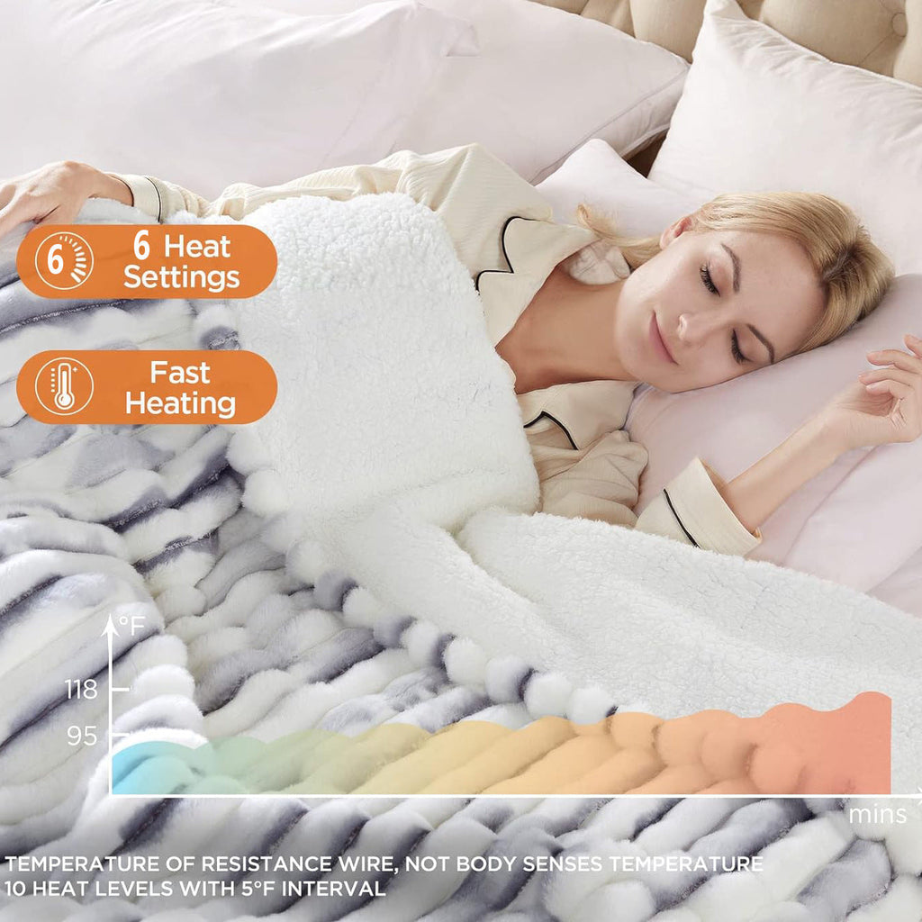 Custom-Made Light Luxury Fleece Heated Throw Blanket, Sofa Blanket, Leisure Blanket—Thick, Warm Electric Blanket for Autumn and Winter Bedrooms