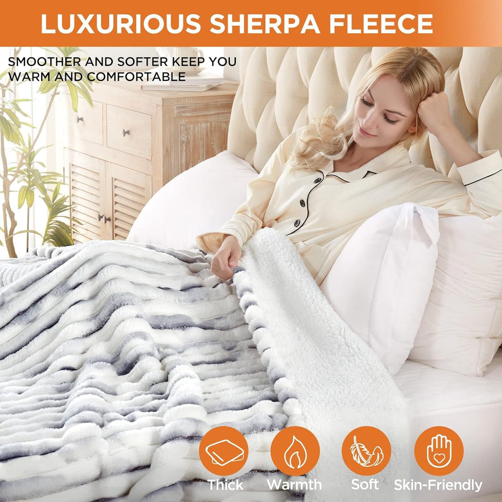 Custom-Made Light Luxury Fleece Heated Throw Blanket, Sofa Blanket, Leisure Blanket—Thick, Warm Electric Blanket for Autumn and Winter Bedrooms