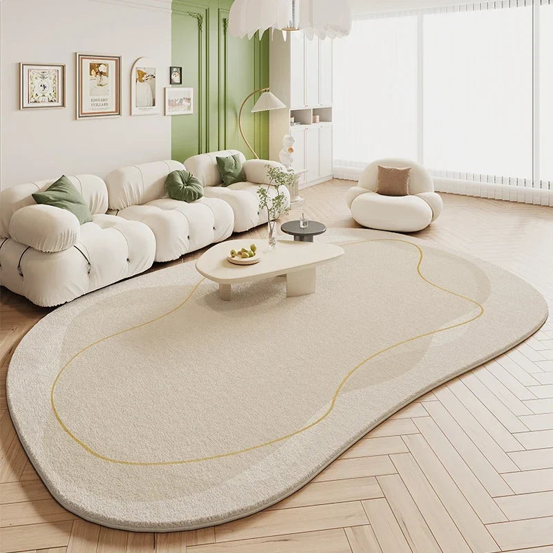 VIKAMA Green Carpet Living Room Shaped Cream Style 2025 New Plush Irregular Bedroom Bedside Floor Mats Home Decoration