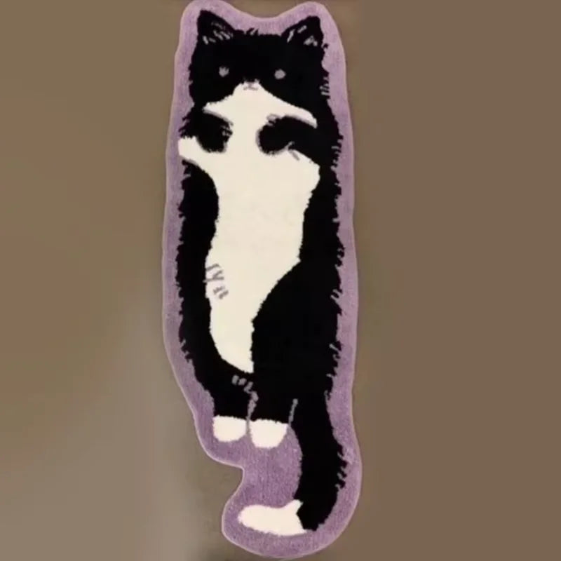 Vikama Cat Long Carpet Funny Fluffy Bedside Rugs Floor Mat Living Room Children's Room Rug Washable Non-Slip Mat Home Decoration