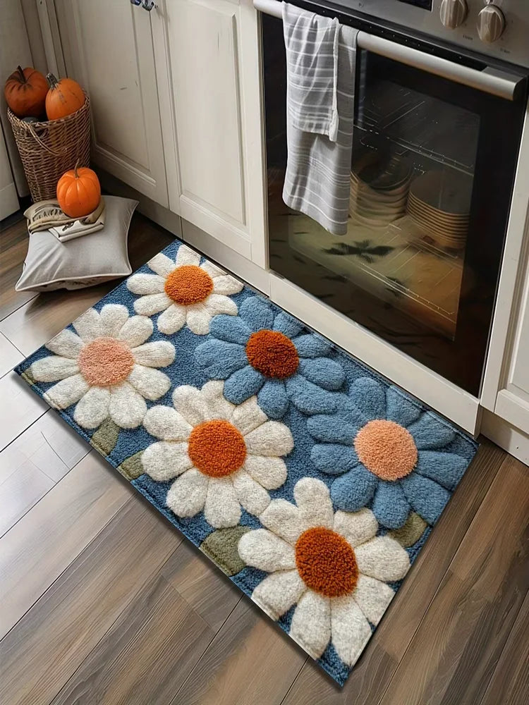 VIKAMA Colorful Flower Carpet Doormat Waterproof Door Mat Bedroom Sofa Carpet Floor Mat Soft Bedside Rugs Home Decoration