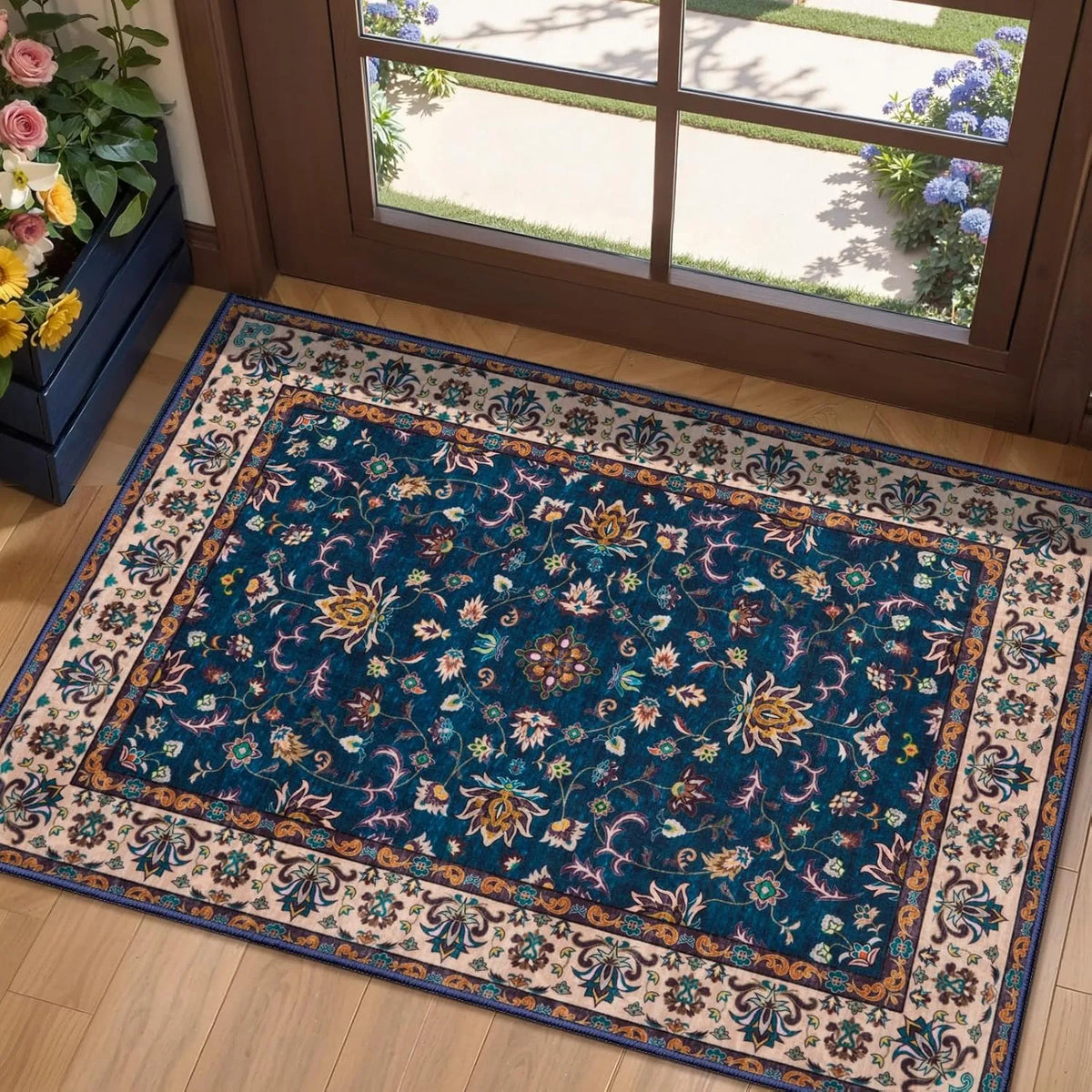 Vintage Persian Style Doormat Soft Non-Slip Mat Indoor Outdoor Decor Entryway Rug Floral Geometric Pattern Welcome Carpet