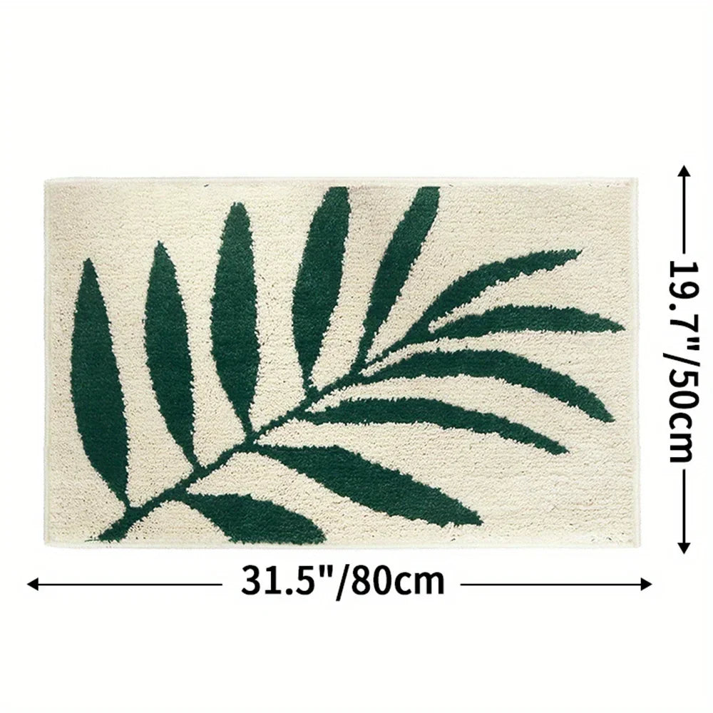 VIKAMA Green Leaf Carpet Soft Absorbent Floor Mat Bathroom Mat Toilet Door Mat Rug For Bedroom Outdoor Carpet Home Decoration