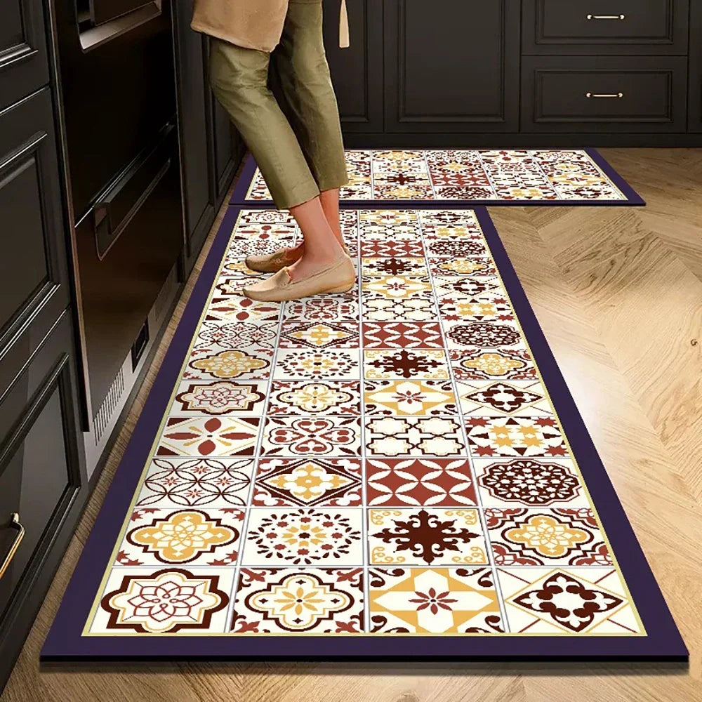 VIKAMA 1/2PCS Kitchen Oil-Resistant Floor Mat, Bathroom Absorbent Quick-Drying Carpet, Anti-Slip Doormat For Home Decoration