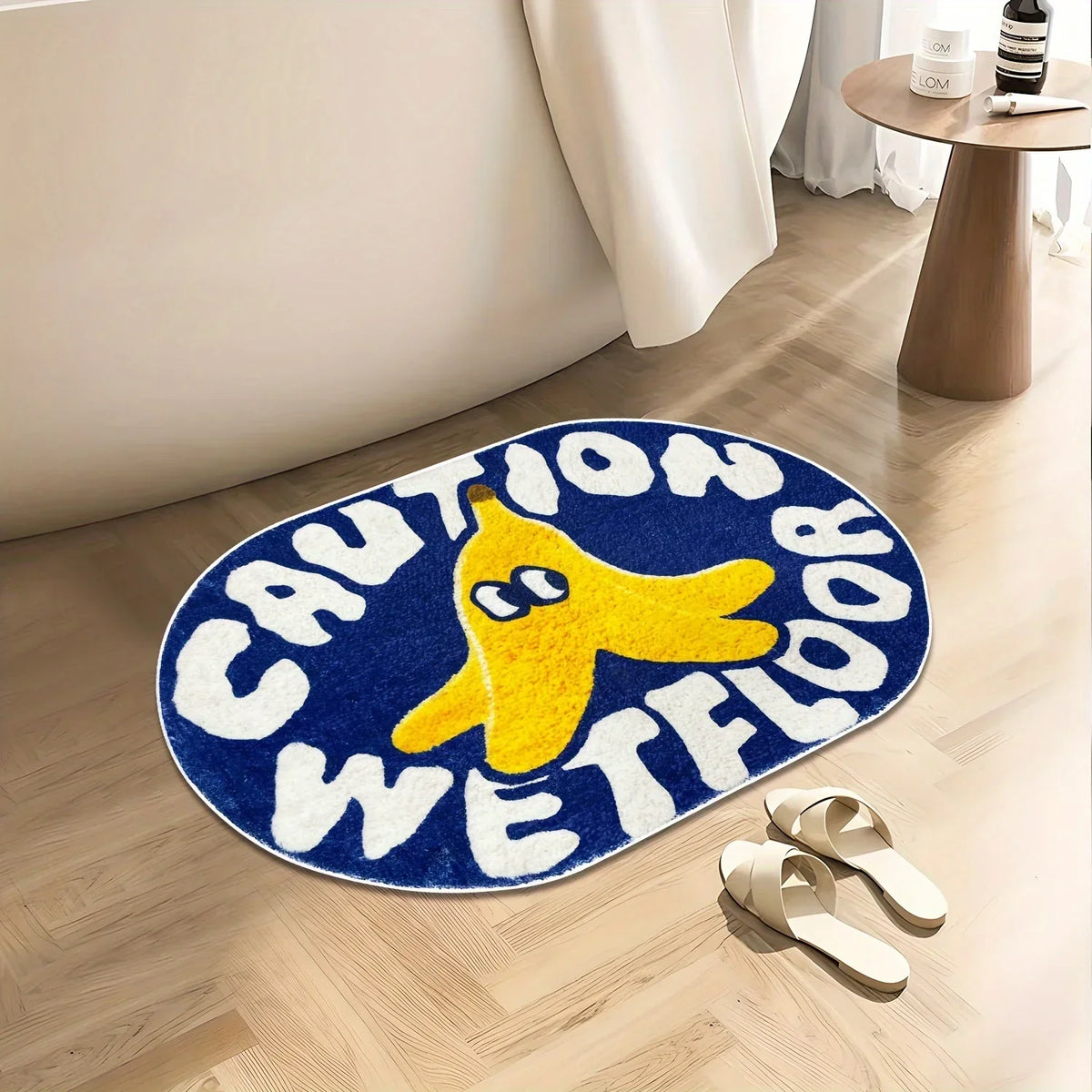 VIKAMA Cute Blue Bathroom Absorbent Mats Caution Wet Floor Doormats Rug For Bedroom Living Room Carpet Decorative Carpet