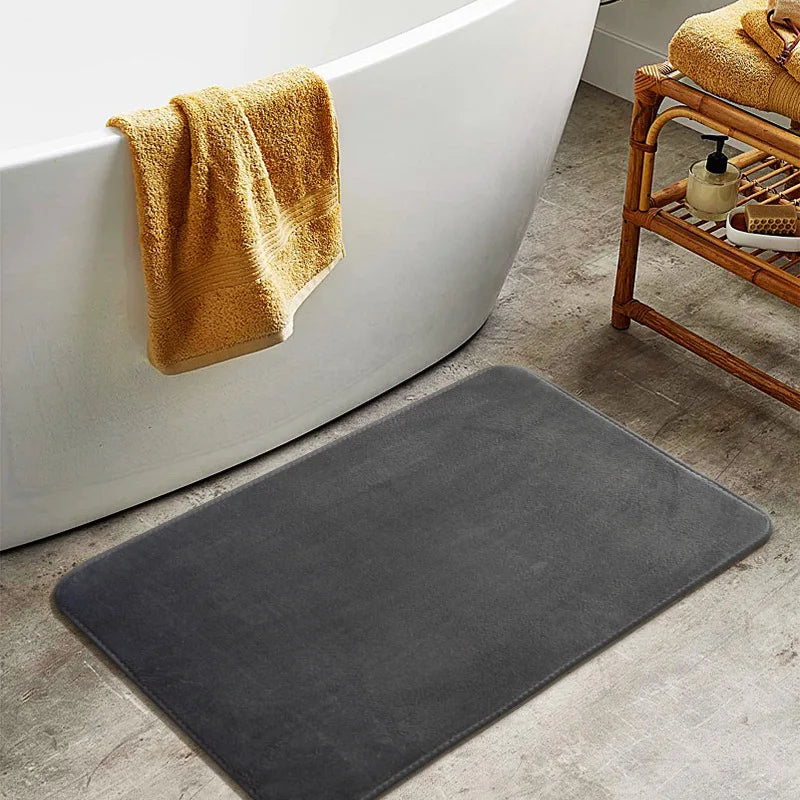 Solid Color Coral Velvet Floor Mat Bathroom Bathroom Doorway Absorbent Non-slip Thickened Cozy Carpet