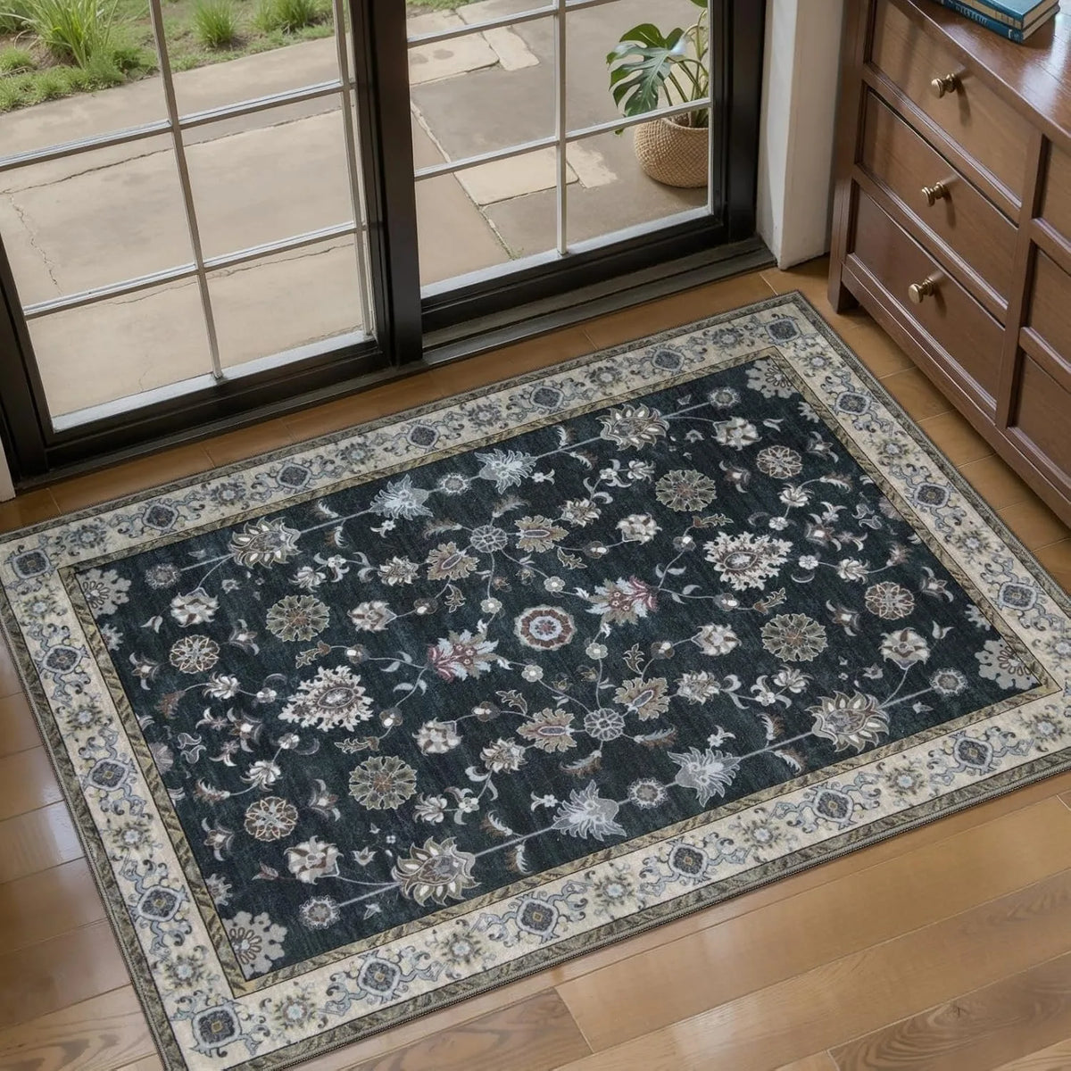 Vintage Persian Style Doormat Soft Non-Slip Mat Indoor Outdoor Decor Entryway Rug Floral Geometric Pattern Welcome Carpet