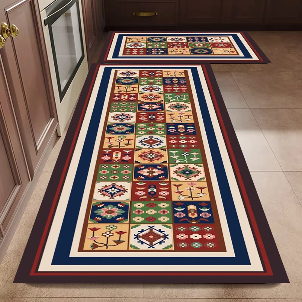 VIKAMA 1/2PCS Kitchen Oil-Resistant Floor Mat, Bathroom Absorbent Quick-Drying Carpet, Anti-Slip Doormat For Home Decoration
