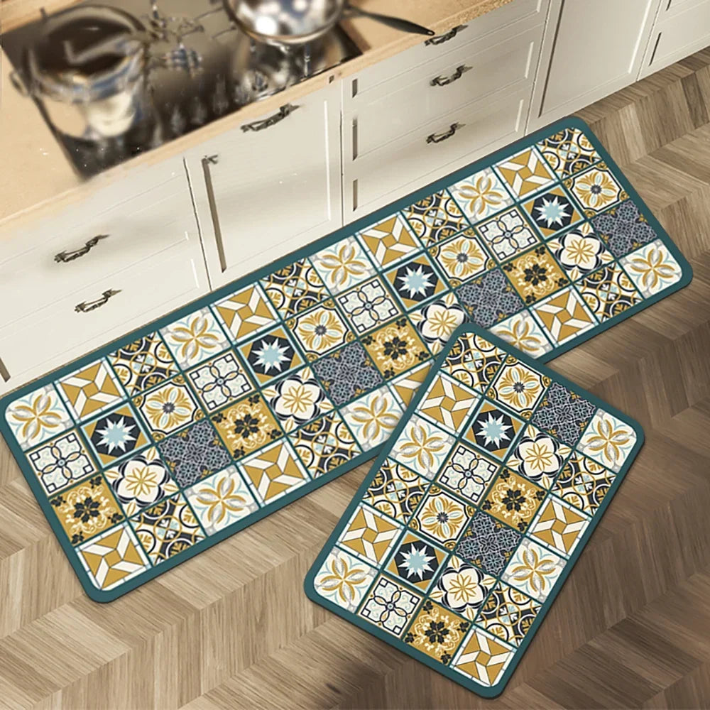 VIKAMA 1/2PCS Kitchen Oil-Resistant Floor Mat, Bathroom Absorbent Quick-Drying Carpet, Anti-Slip Doormat For Home Decoration
