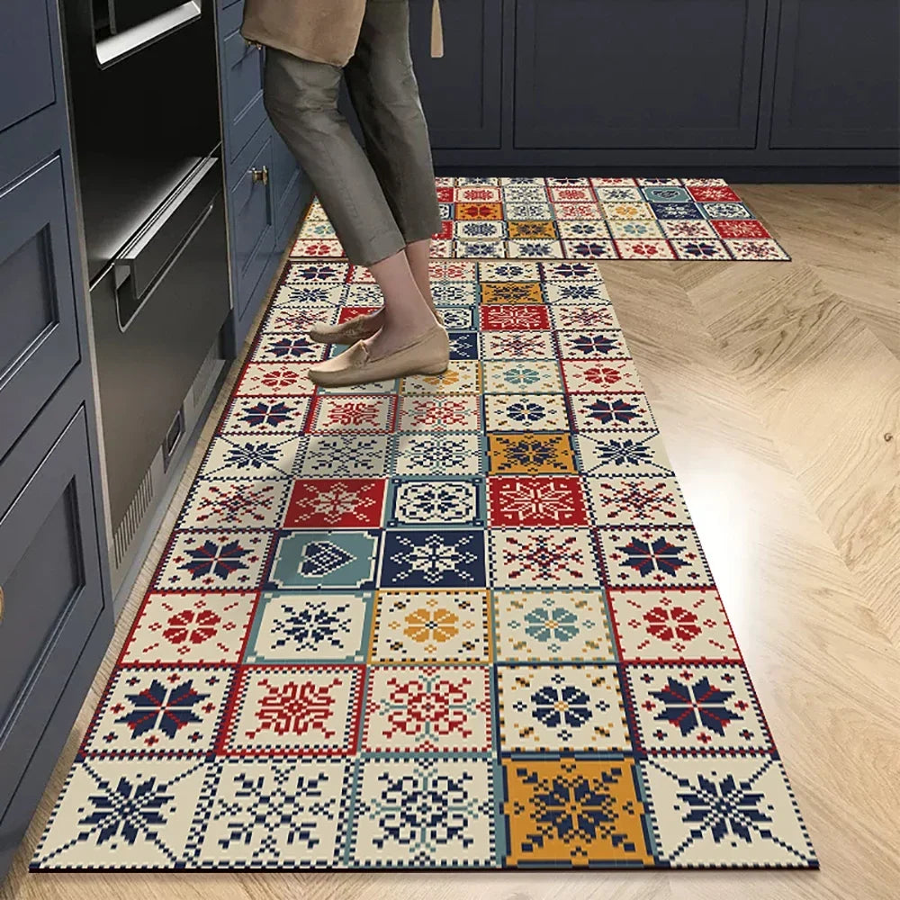 VIKAMA 1/2PCS Kitchen Oil-Resistant Floor Mat, Bathroom Absorbent Quick-Drying Carpet, Anti-Slip Doormat For Home Decoration